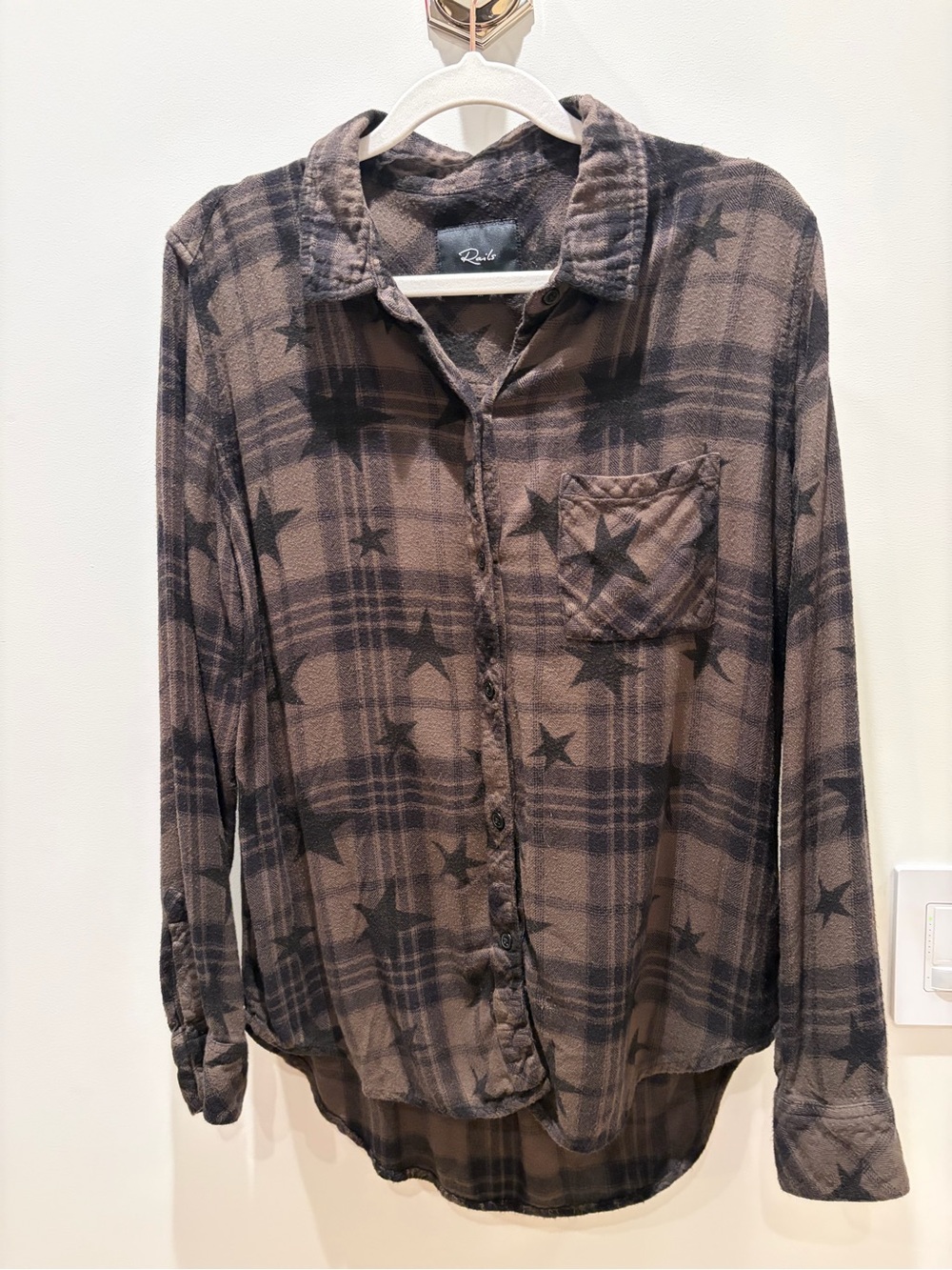 Rails Brown and Black Plaid Star Button-Down Shirt